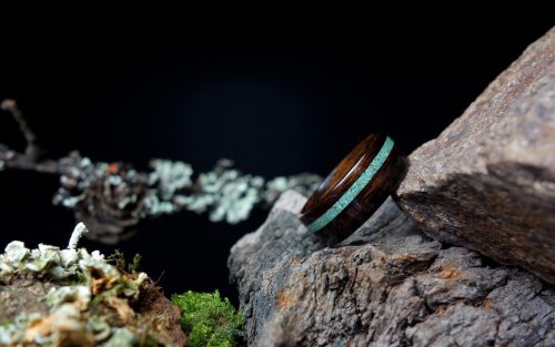 Drevený prsteň - Palisander Mexico Makassar Chryzokol